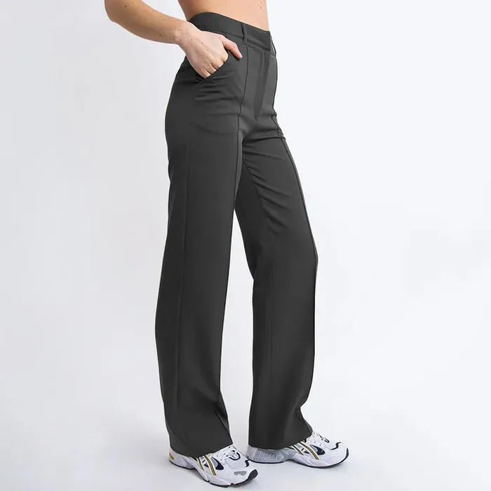 Women's Elegant High-Waisted Straight-Leg Trousers with Pockets | Perfect for Everyday Wear