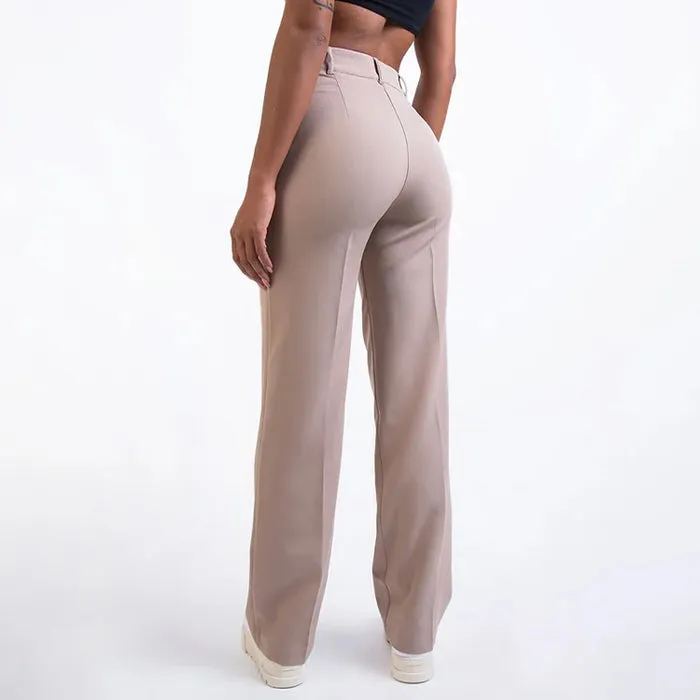 Women's Elegant High-Waisted Straight-Leg Trousers with Pockets | Perfect for Everyday Wear