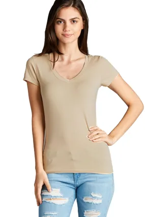 Women's Short Sleeve V-Neck Casual Basic Plus Size Tee T-Shirt