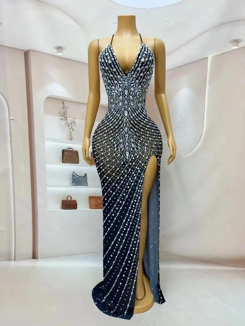 Women's Summer Prom Gowns Fashion Silver Dress