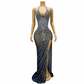 Women's Summer Prom Gowns Fashion Silver Dress