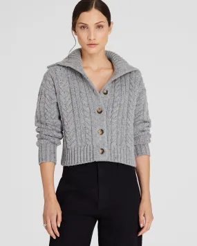 Wool-Blend Cable Knit Cardigan