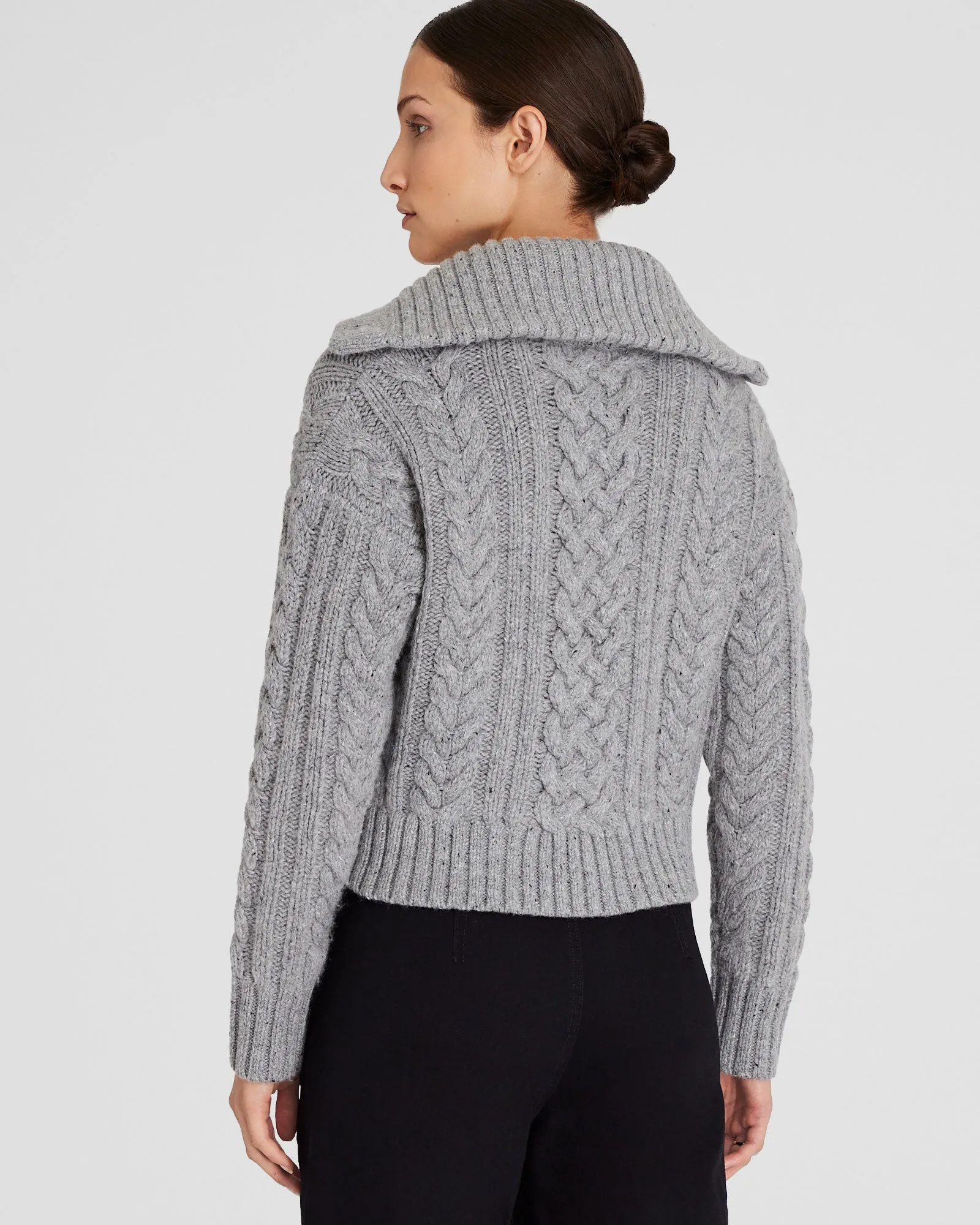 Wool-Blend Cable Knit Cardigan